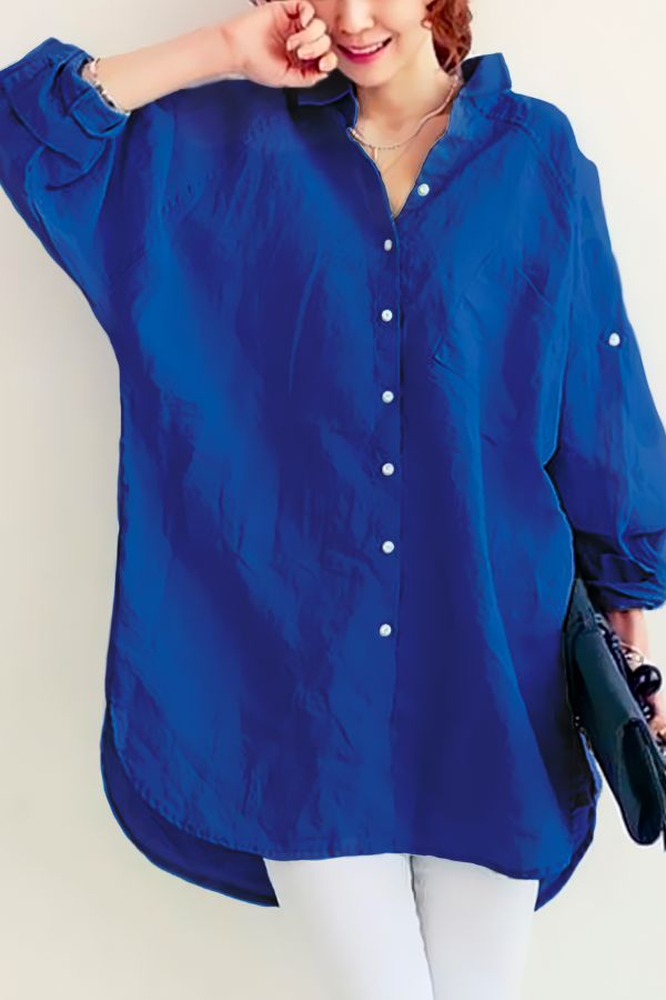 Emma - Hemelsblauw Linnen Overshirt