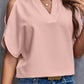 Roze Elegante Splitmouw Blouse - Mila