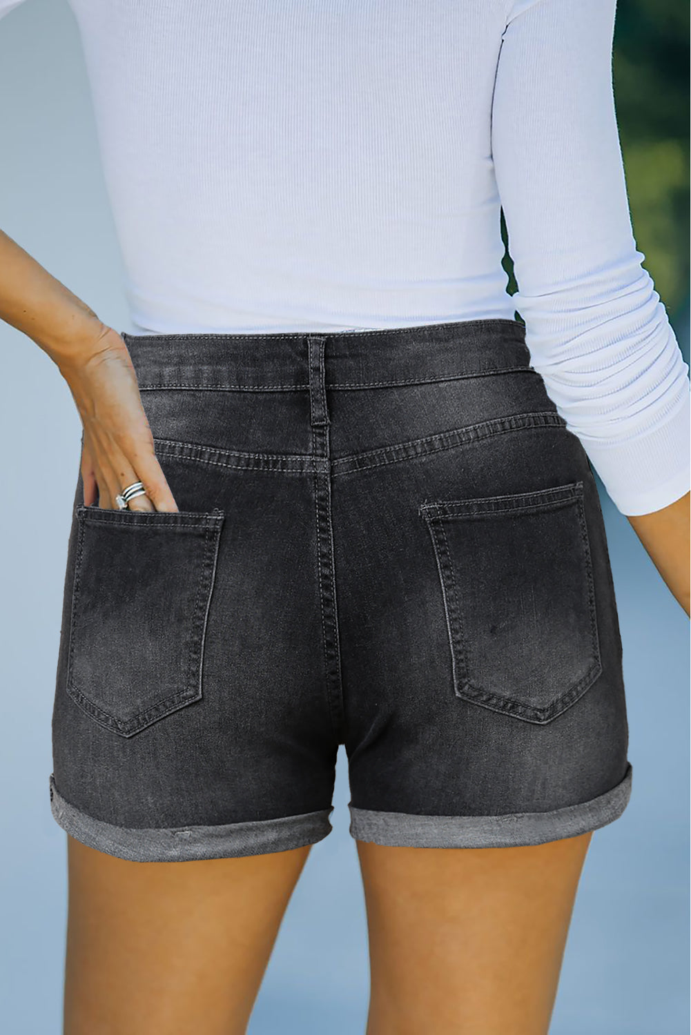 Ruby - Zwarte High-Rise Denim Shorts