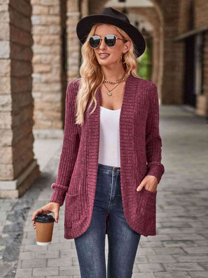 Comfort Stretch Open Front Cardigan met Zakken