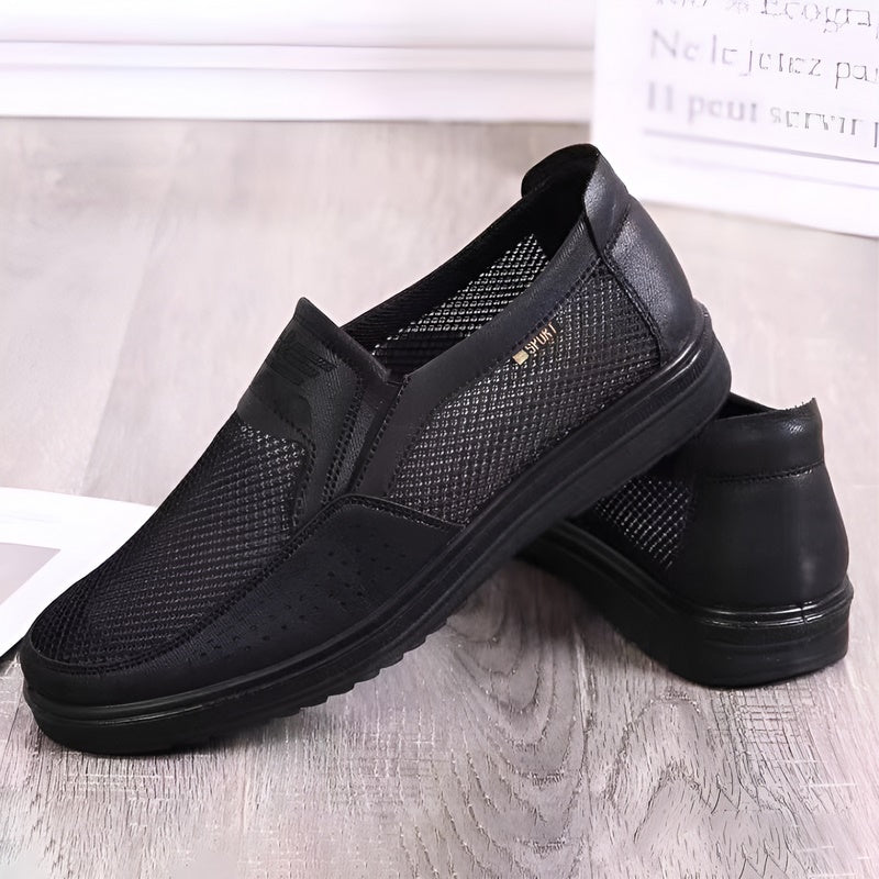 Jasper - Zwarte Ademende Mesh Loafers voor de Zomer