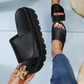 Lotte - Zwarte Platform Teenslippers voor Dames