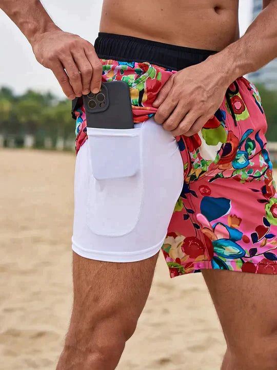 Denis - Zwart Flamingo AquaFlex Zwemshorts