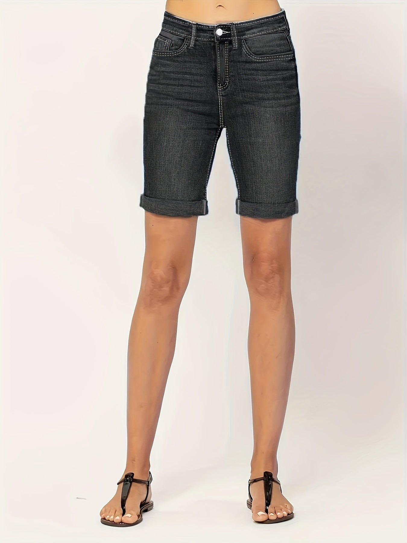 Blauwe Slim Fit Denim Shorts - Eva