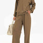 Chique Half-Rits Lounge Set: Stijlvolle Kraag Sweater & Broek