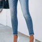 Middelblauwe Skinny Jeans met Gescheurde Details - Lara