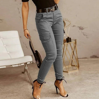 Mila - Grijze Dames Cargo Jeans