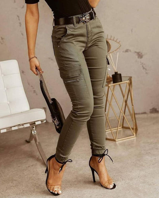 Mila - Grijze Dames Cargo Jeans