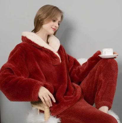 Knuffelcomfort: Luxe Sherpa Fleece Pyjamaset voor Dames