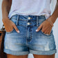 Lichtblauwe Gerafelde Denim Shorts - Emma