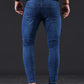 Slim Fit Gescheurde Jeans Blauw - Leo