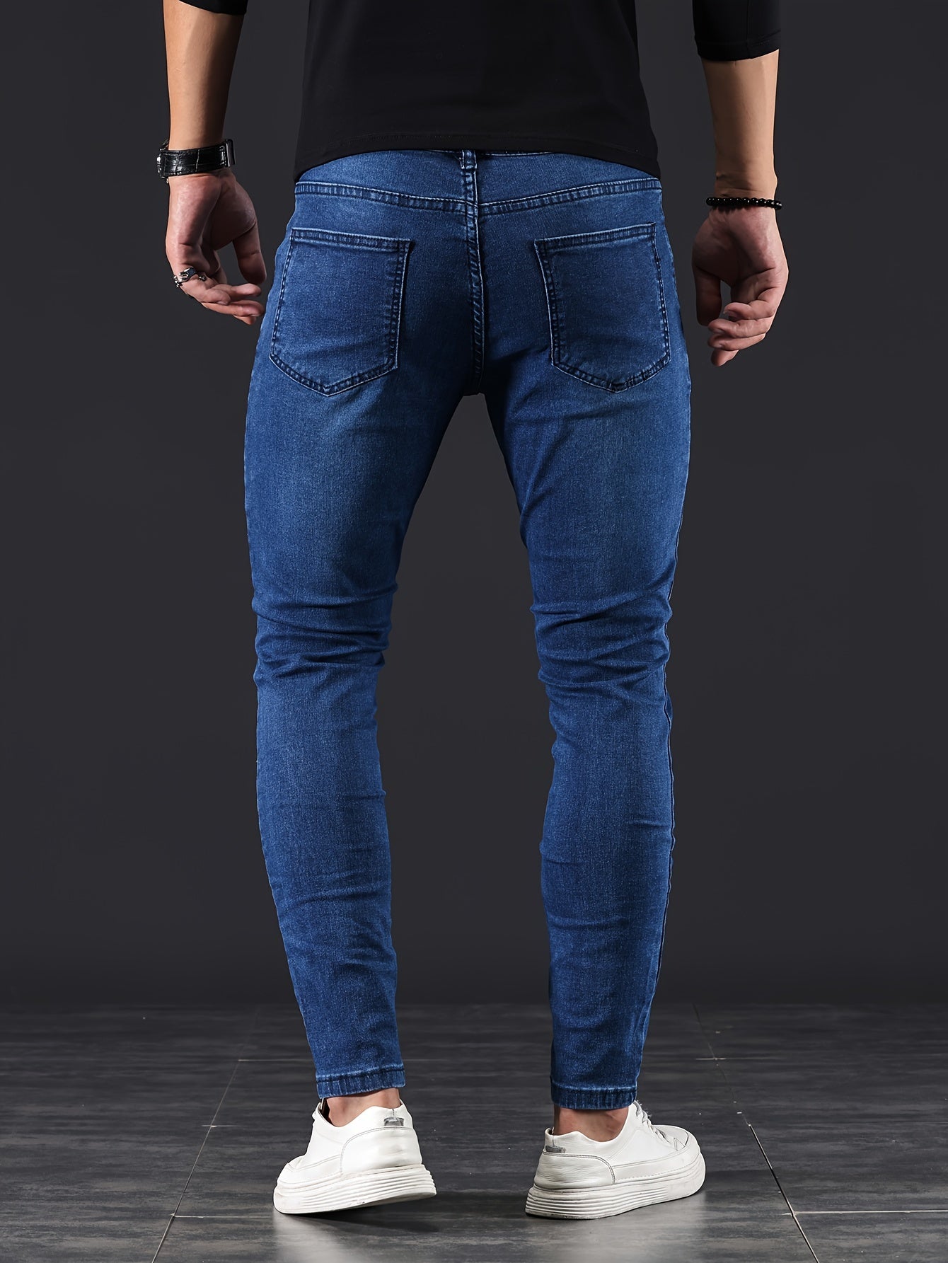 Slim Fit Gescheurde Jeans Blauw - Leo