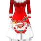 Festieve Flair Santa Claus Midi: Elegante V-Hals Winter Feestjurk