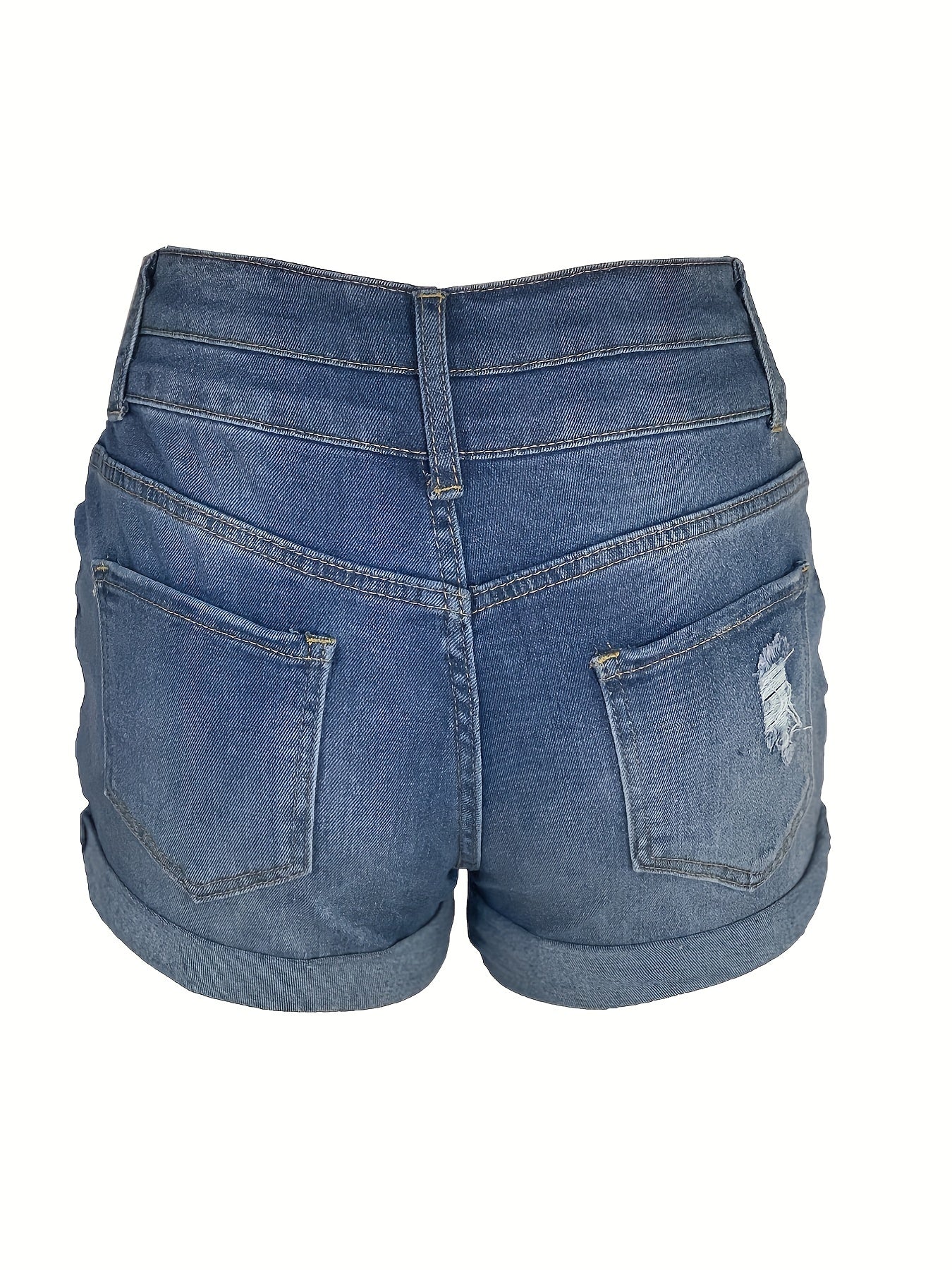 Lichtblauwe Gerafelde Denim Shorts - Emma