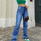 Lichtblauwe Hoge Taille Rechte Jeans - Eva