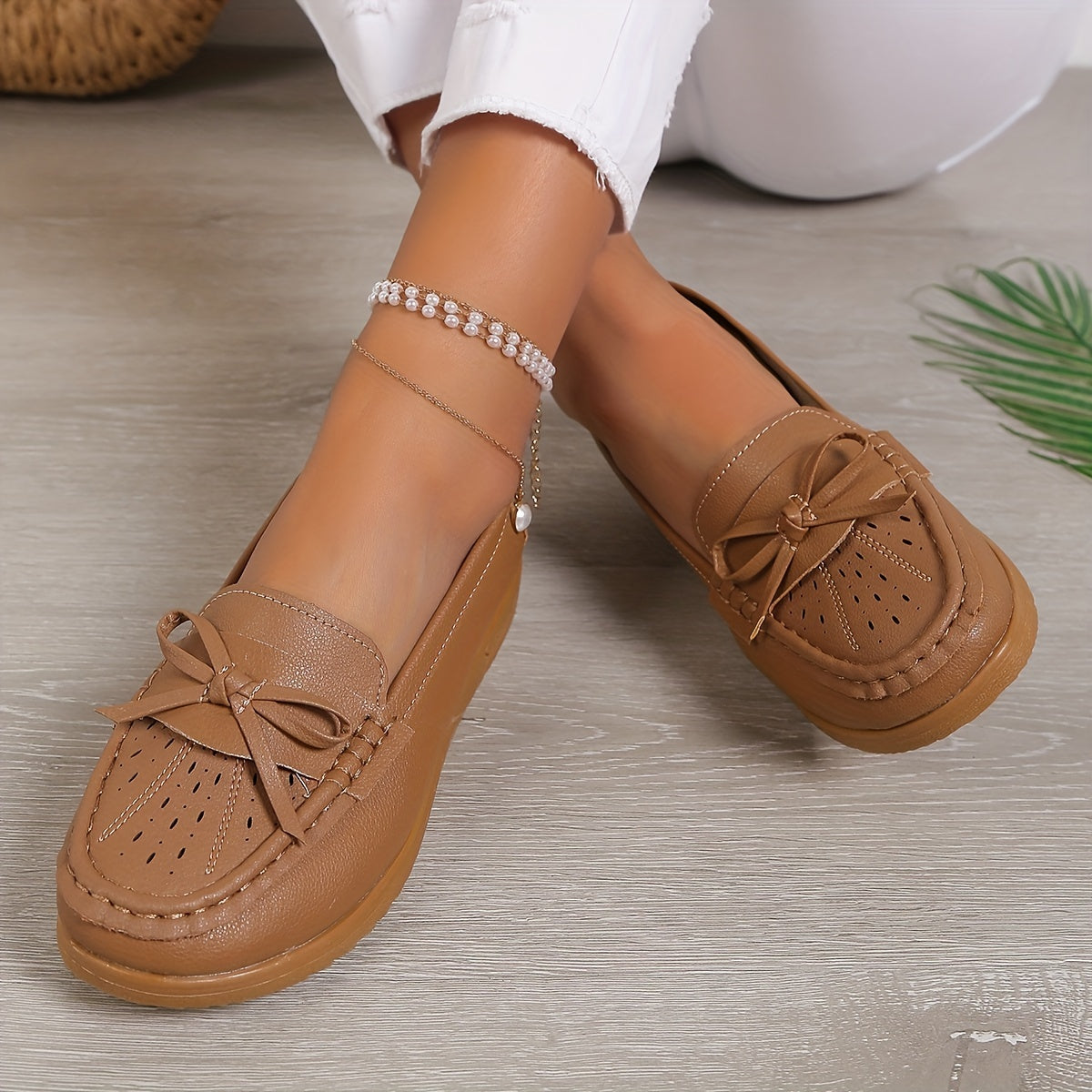 Beige Loafers met Strik - Mila