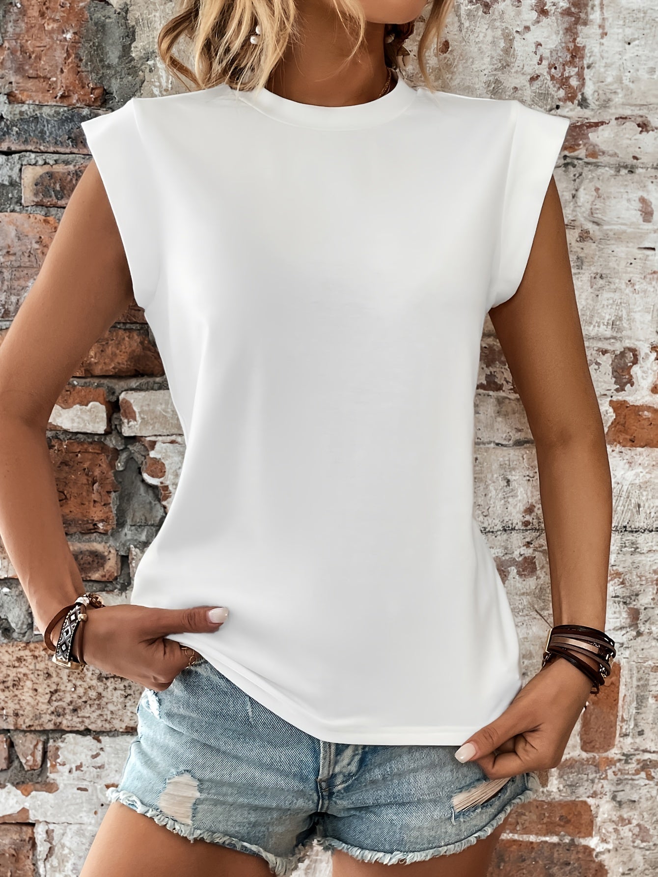 Wit Cap Sleeve T-Shirt - Alina