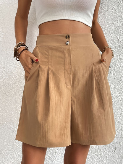 Khaki Casual Hoge Taille Short - Mia