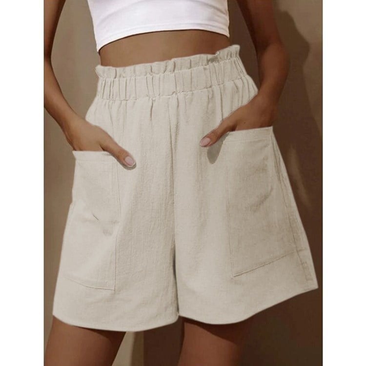 Witte Hoge Taille Shorts - Fleur