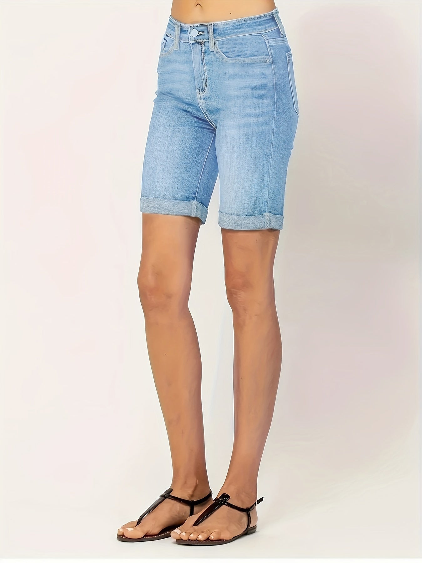 Blauwe Slim Fit Denim Shorts - Eva