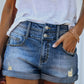 Lichtblauwe Gerafelde Denim Shorts - Emma