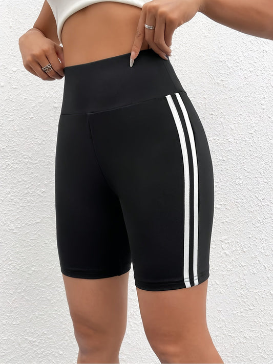 Zwarte Gestreepte Yoga Shorts - Luna