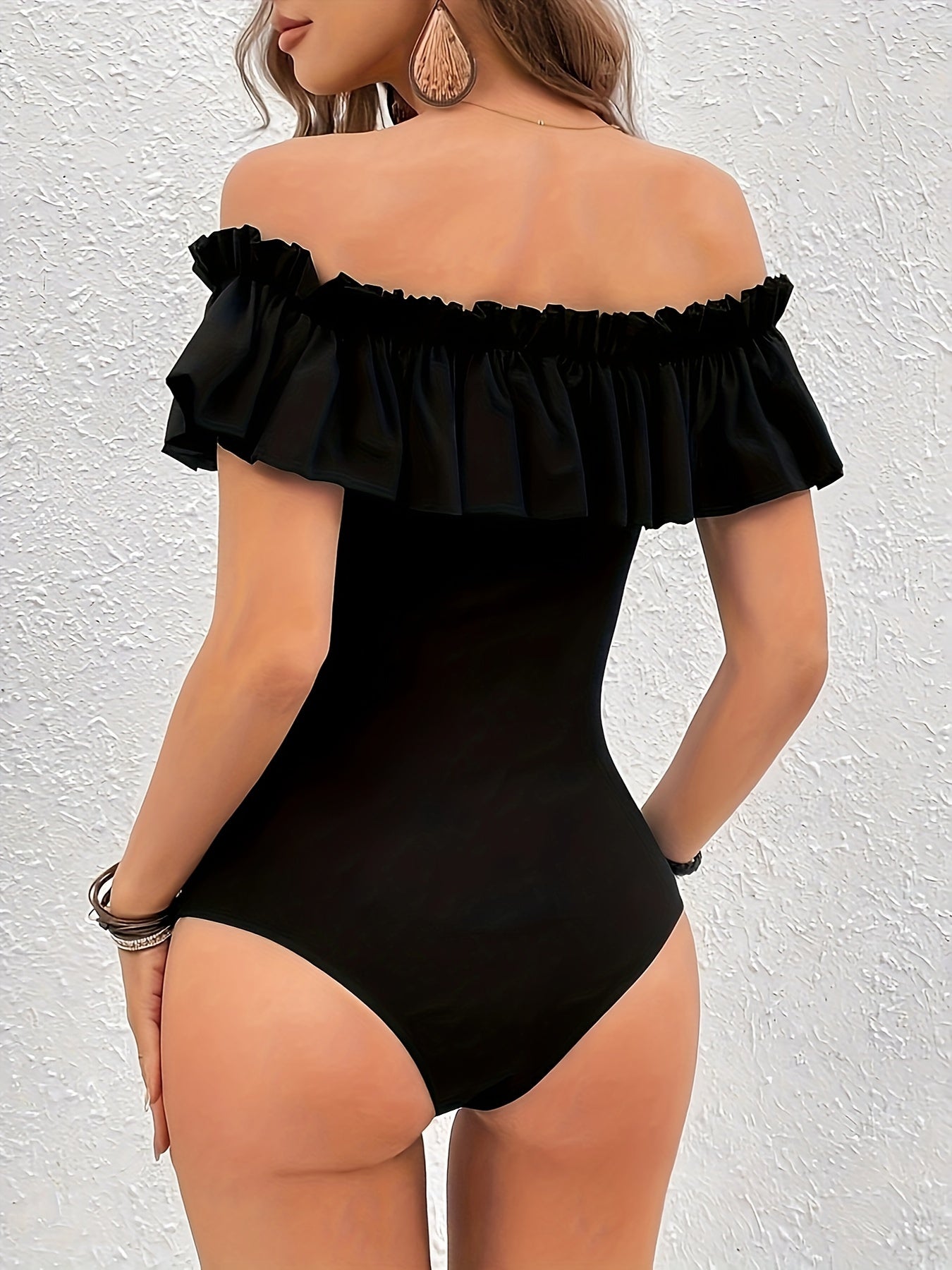 Zwarte Off-Shoulder Bodysuit - Lina