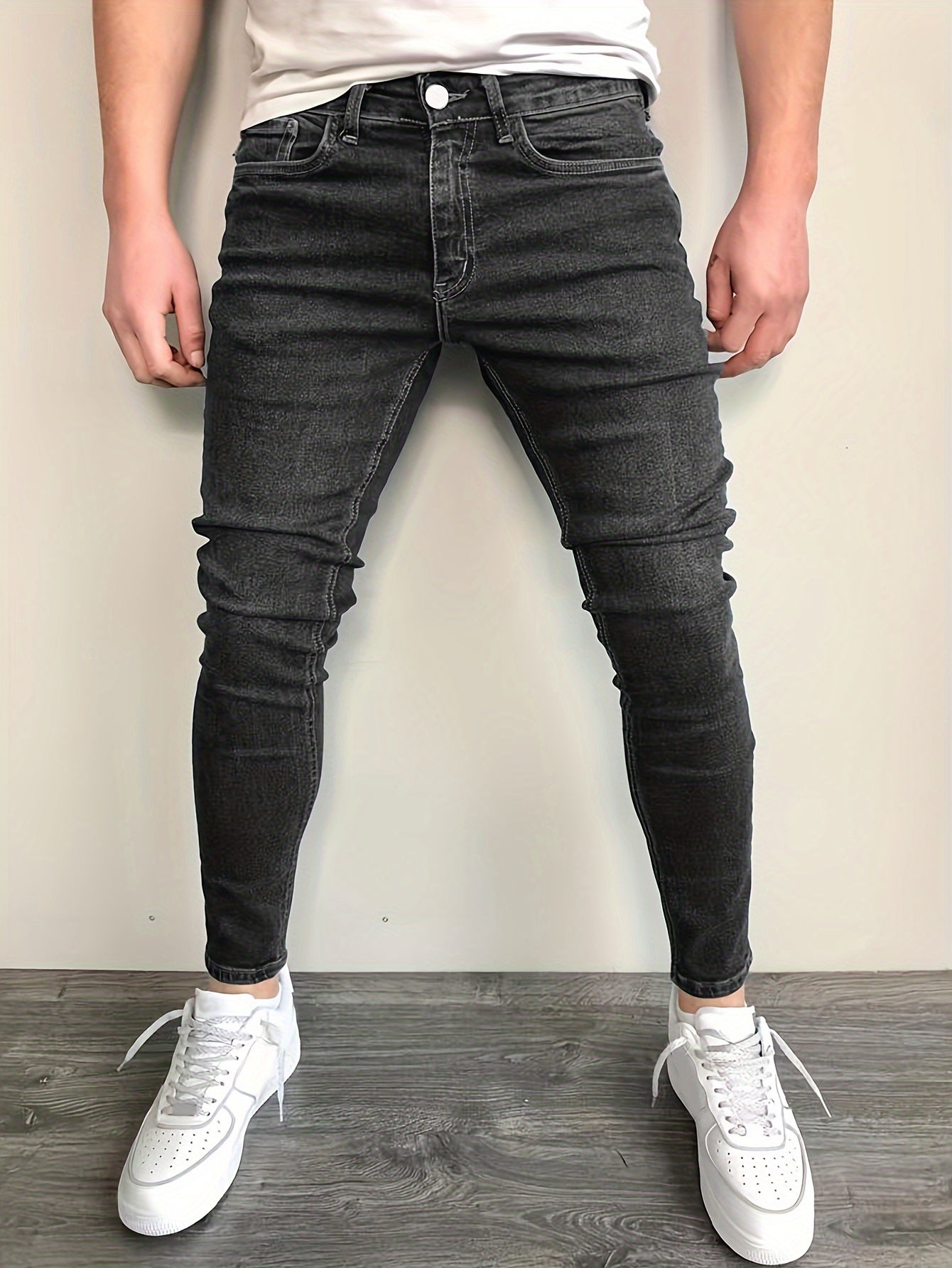 Slim Fit Katoenen Jeans Zwart - Noah