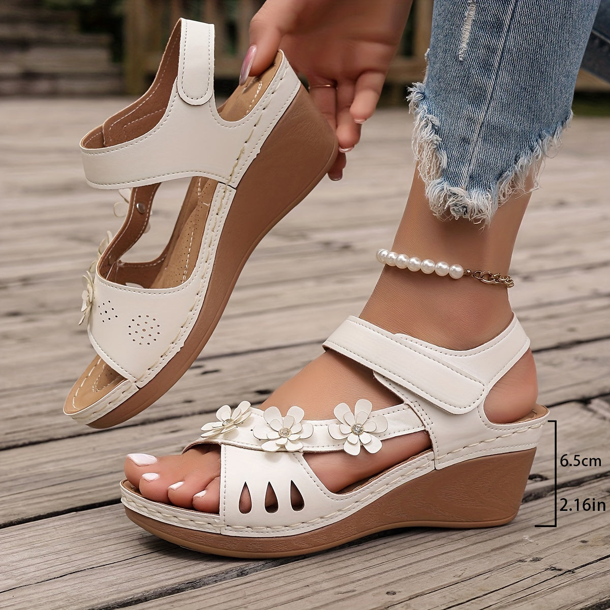 Witte Orthopedische Bloemensandalen - Elin