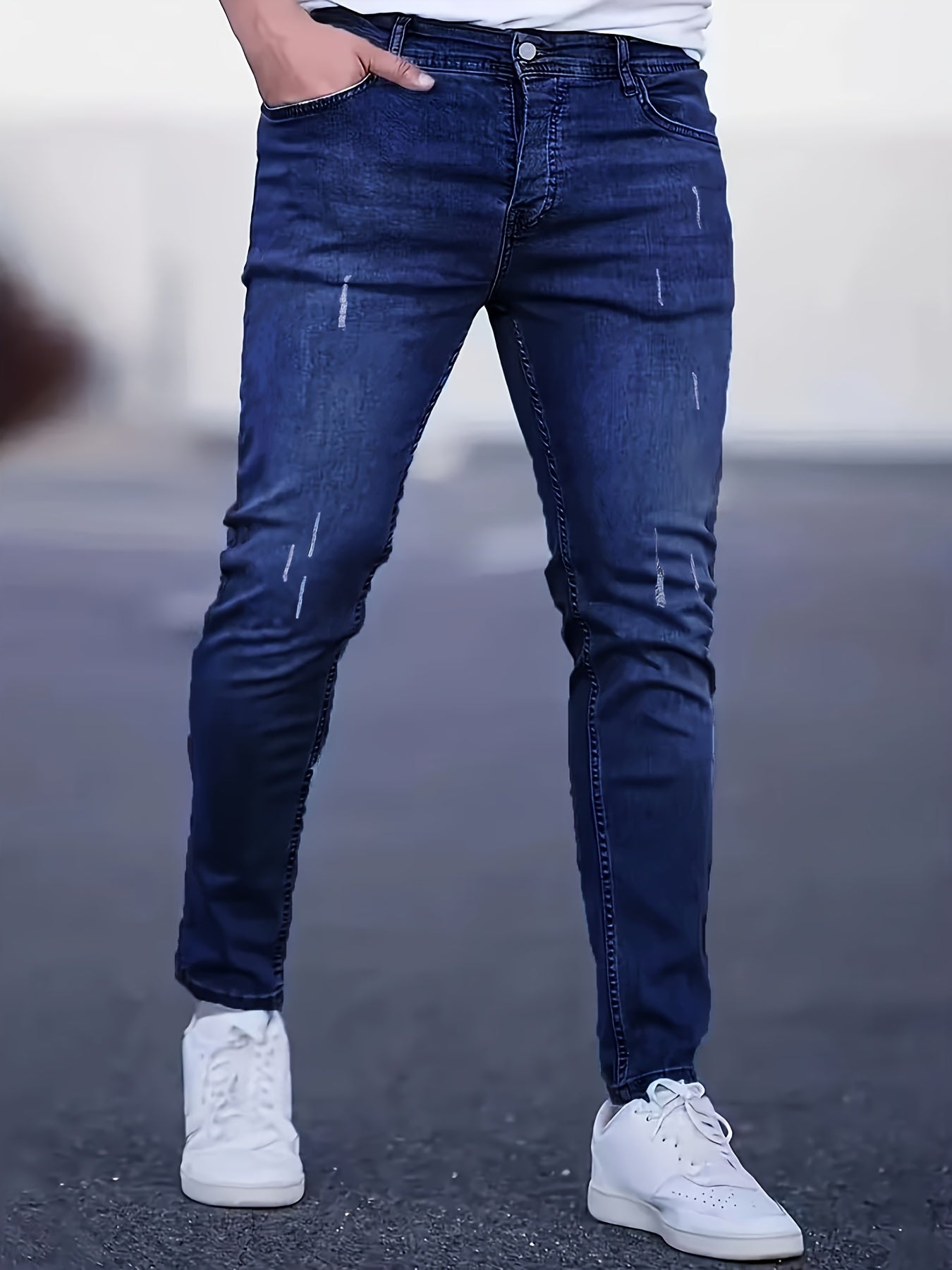 Gescheurde Skinny Jeans Helder Staalblauw - Alex