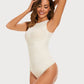 Nina - Beige Ronde Hals Bodysuit