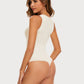 Nina - Beige Ronde Hals Bodysuit