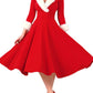 Elegante Winterpracht: Dames Vintage Midi Swing Jurk met Lange Mouwen – Perfect voor Herfst- & Kerstevenementen