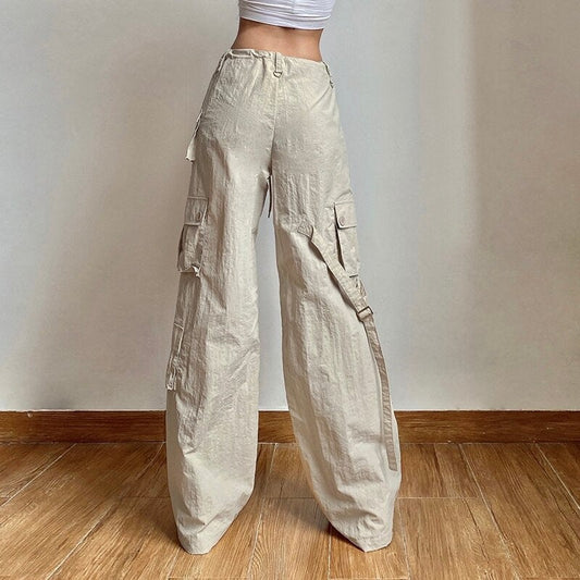 Chique Lage Taille Wijde Pijp Cargo Sweatpants