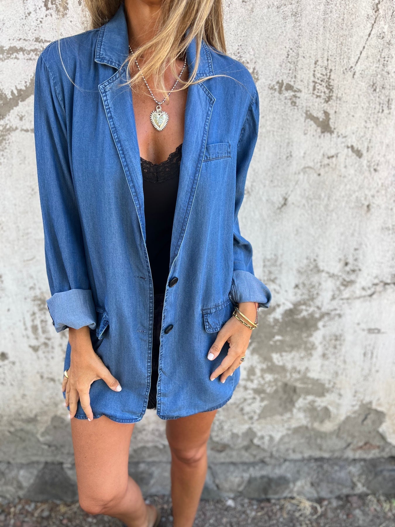 Trendy Denim Casual Suit Jacket