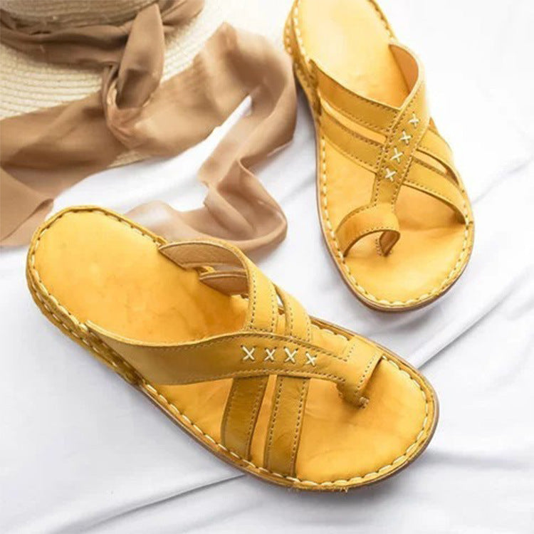 Ava - Gele Casual Sleehak Instap Sandalen