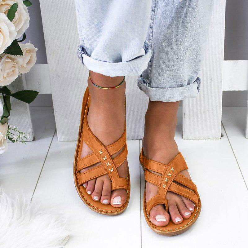 Ava - Gele Casual Sleehak Instap Sandalen