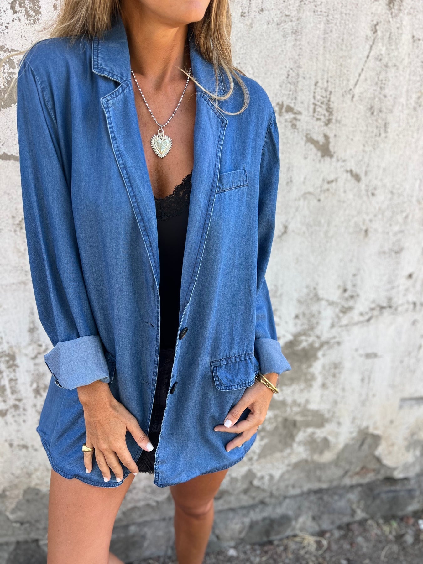 Trendy Denim Casual Suit Jacket