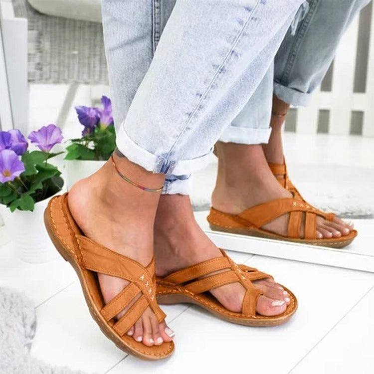 Ava - Gele Casual Sleehak Instap Sandalen