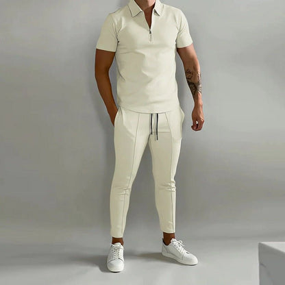 FlexFit Duo: Strak Slim-Fit Shirt & Comfortabele Elastische Broek Set