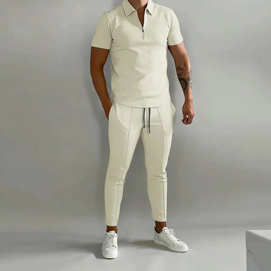 FlexFit Duo: Strak Slim-Fit Shirt & Comfortabele Elastische Broek Set