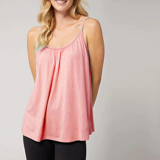 Cherise - Roze Losvallende Tanktop met Ingebouwde Bh