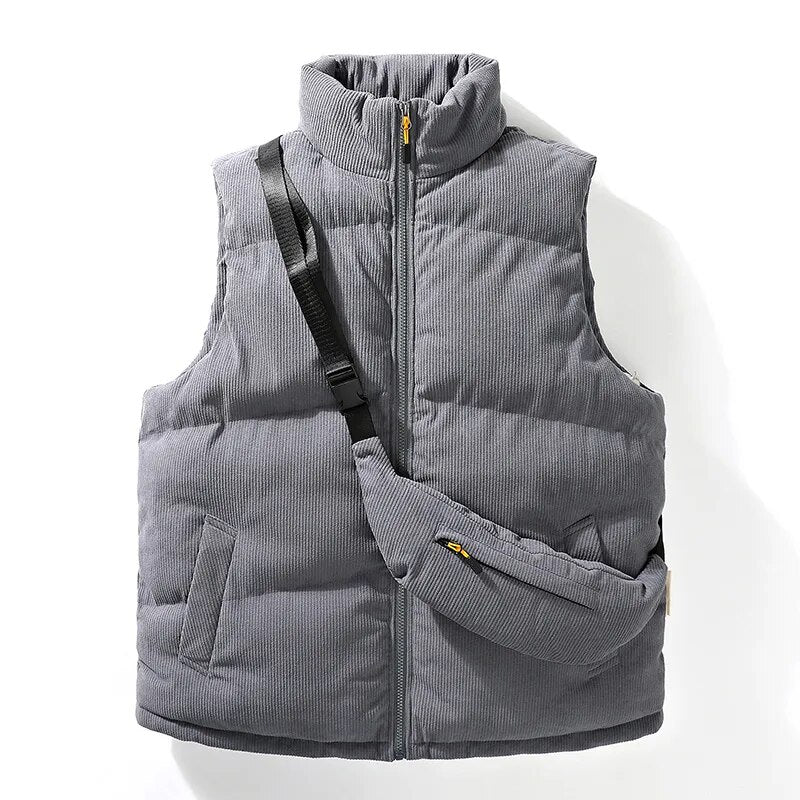 Gezellig Chic: Gewatteerd Corduroy Puffervest Met Tas