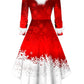 Festieve Flair Santa Claus Midi: Elegante V-Hals Winter Feestjurk