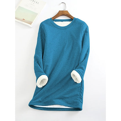 Gezellig Chic: Dames Sherpa-Gevoerde Mini Sweatshirt Jurk - Perfect voor Elke Gelegenheid