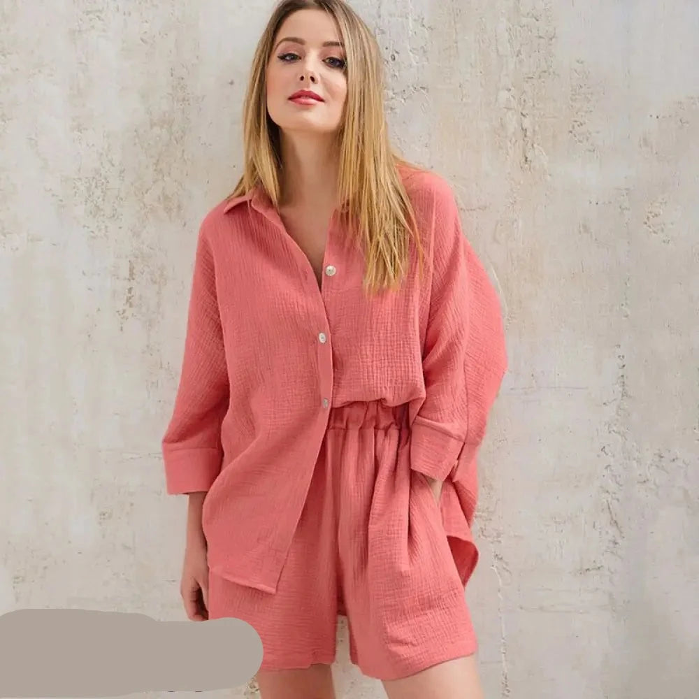 Roze Katoenen Pyjama Set - Mila