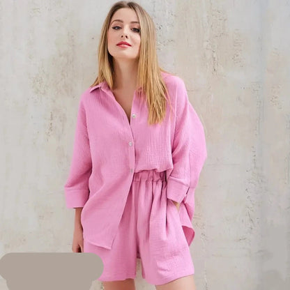 Roze Katoenen Pyjama Set - Mila