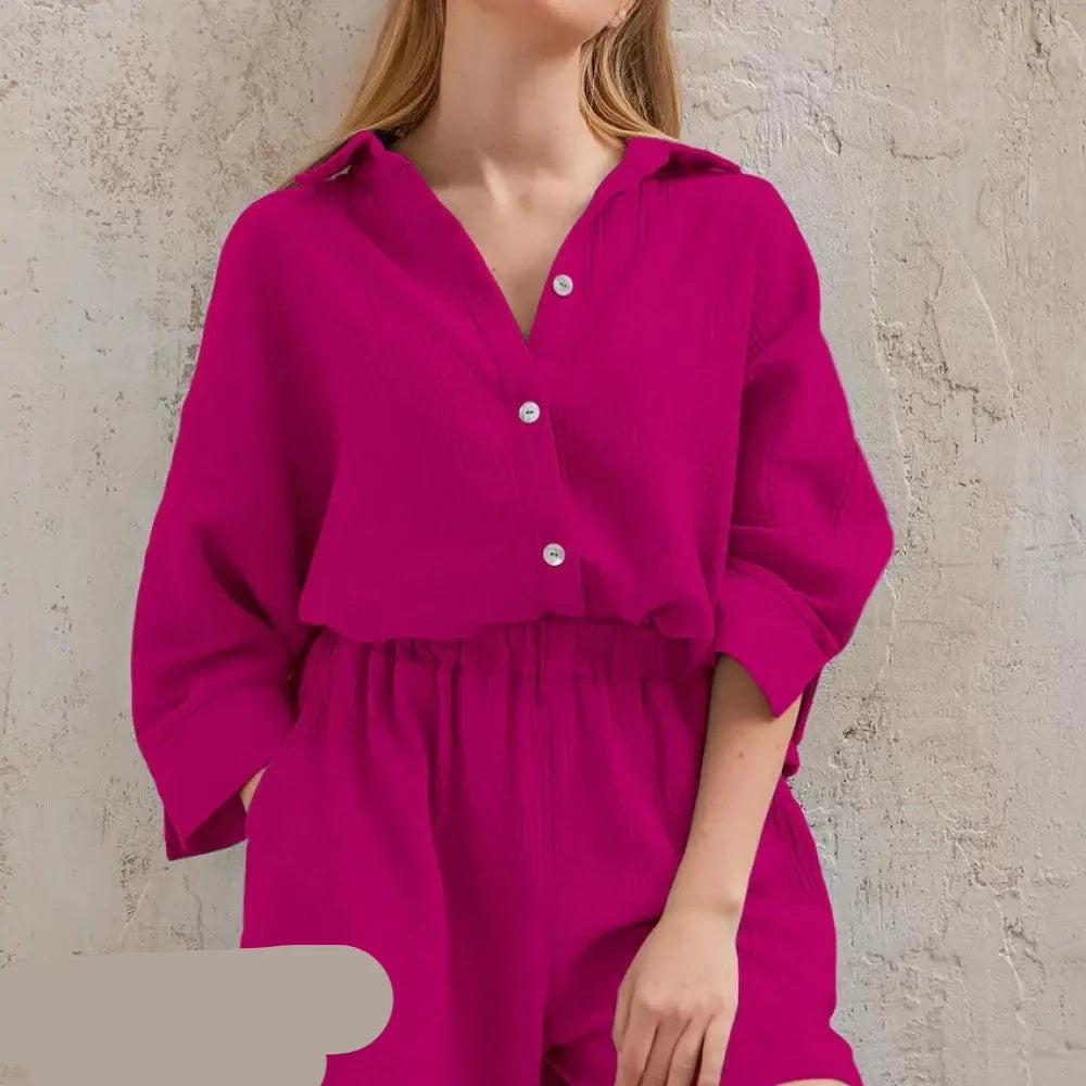 Roze Katoenen Pyjama Set - Mila