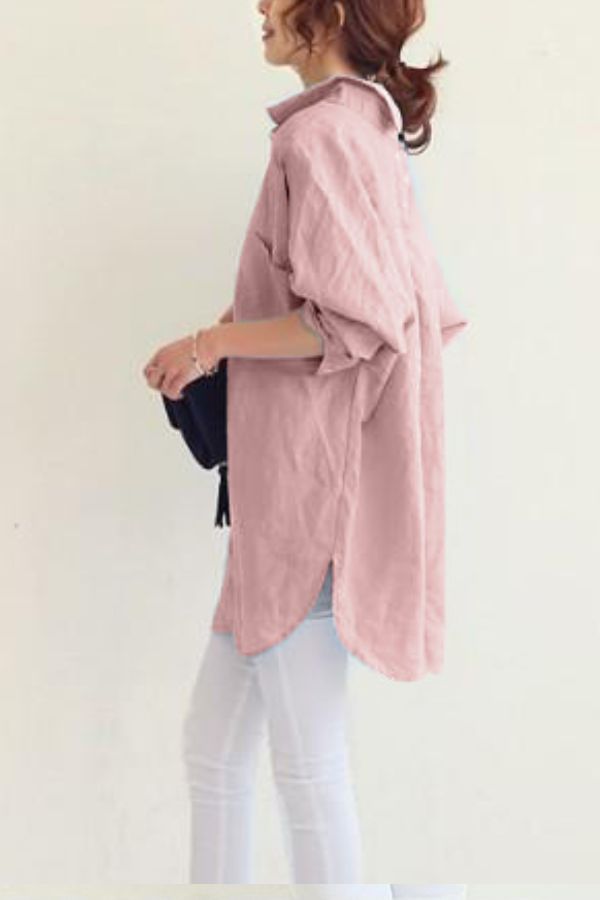 Hemelsblauw Oversized Linnen Shirt - Mila