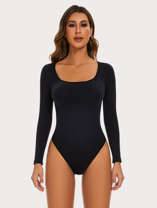 Eva - Zwarte Bodysuit met Lange Mouwen